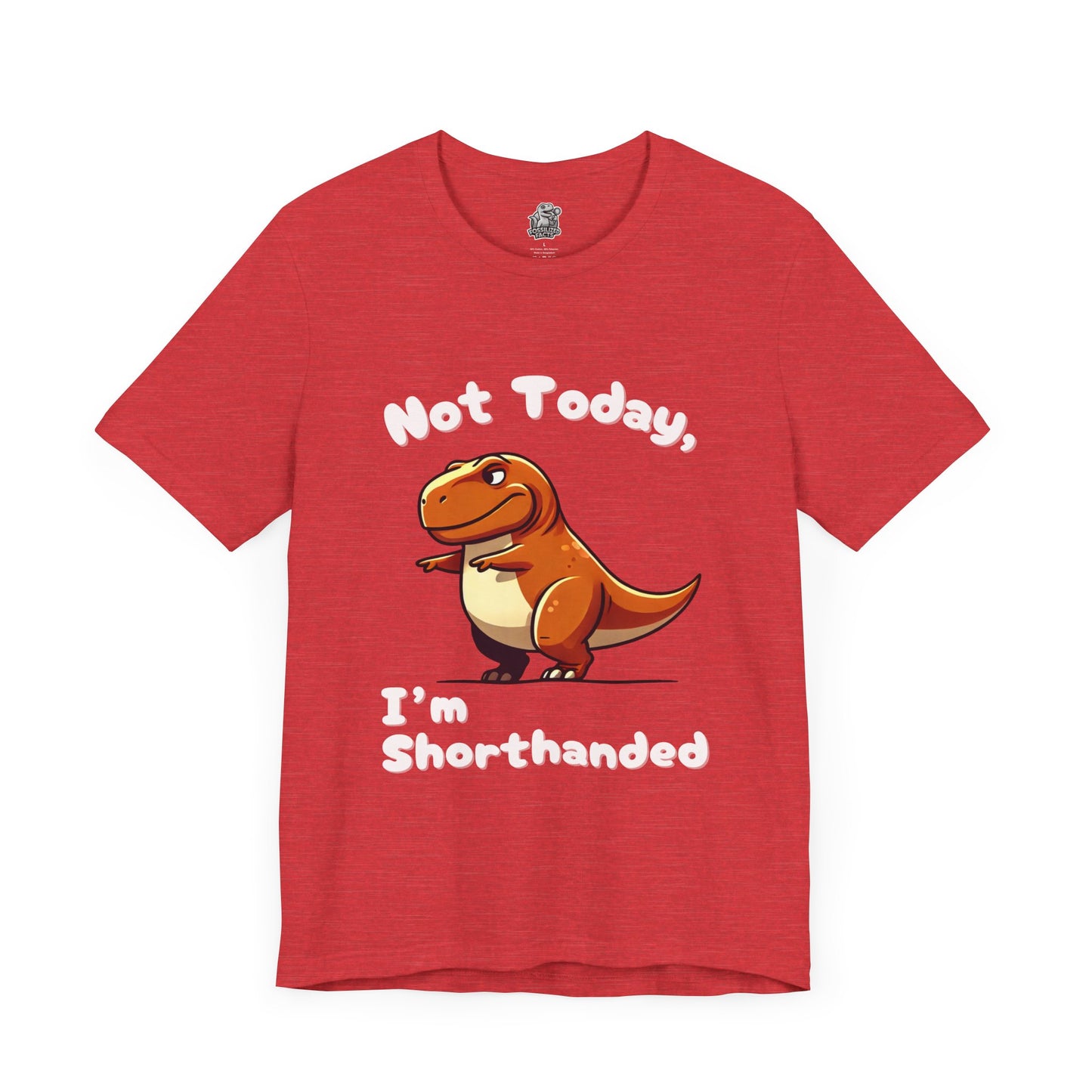 Chubby Not Today, I’m ShorthandedUnisex T-Shirt – Cute Floral Dino Design with Stegosaurus & Triceratops