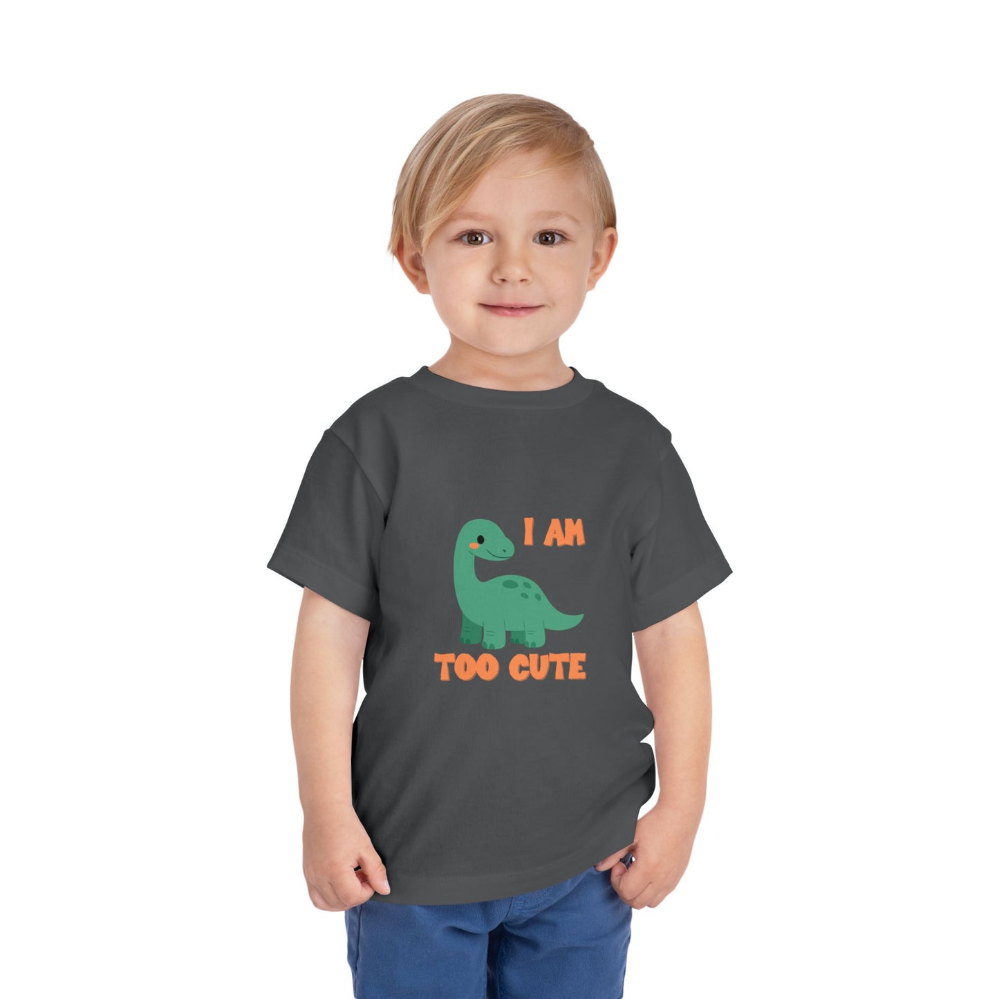 I AM TOO CUTE Toddler Size T-Shirt for kids who love dinosaurs