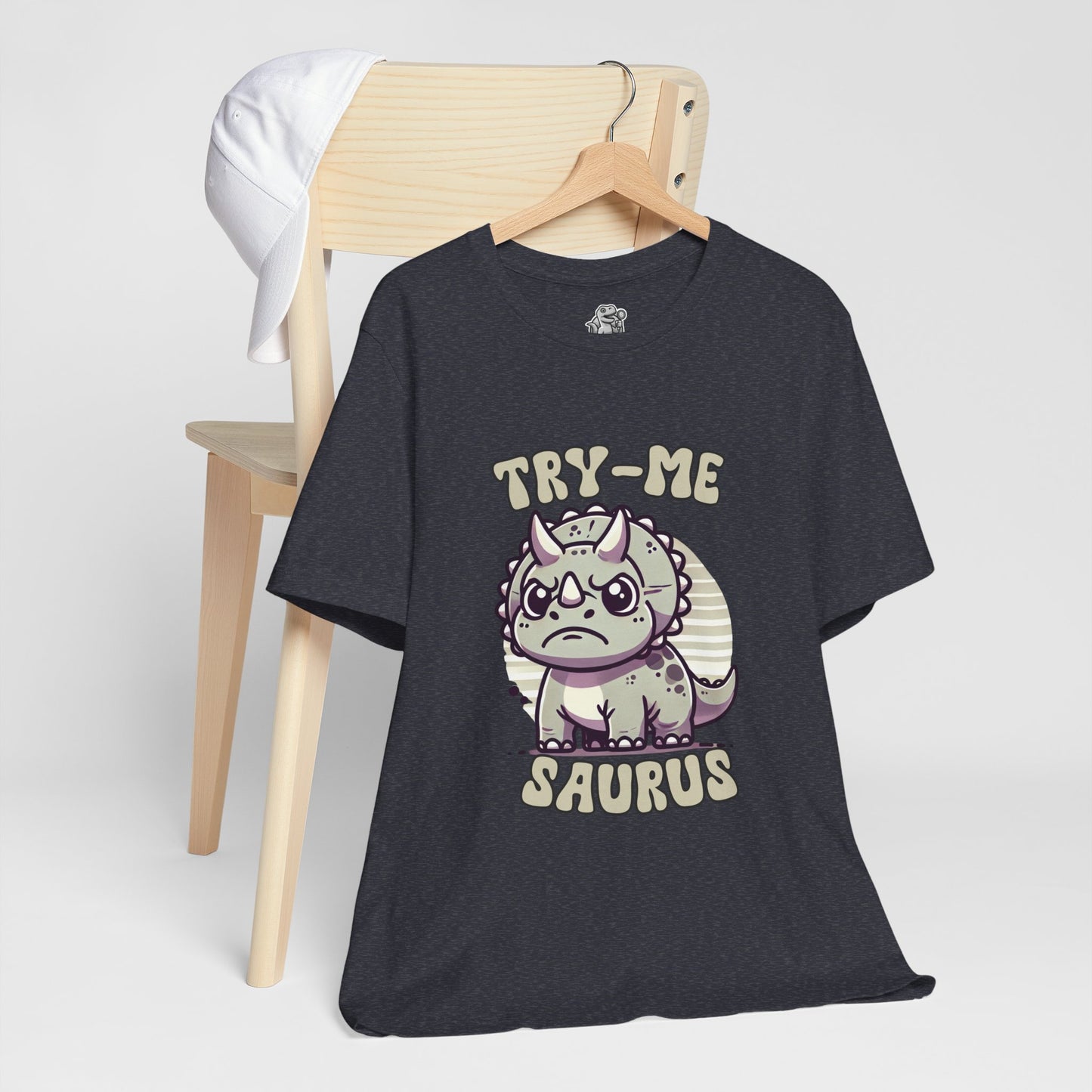 Try Me Saurus Unisex T-Shirt – Fun & Quirky Blue T-Rex Design for Dino Lovers"