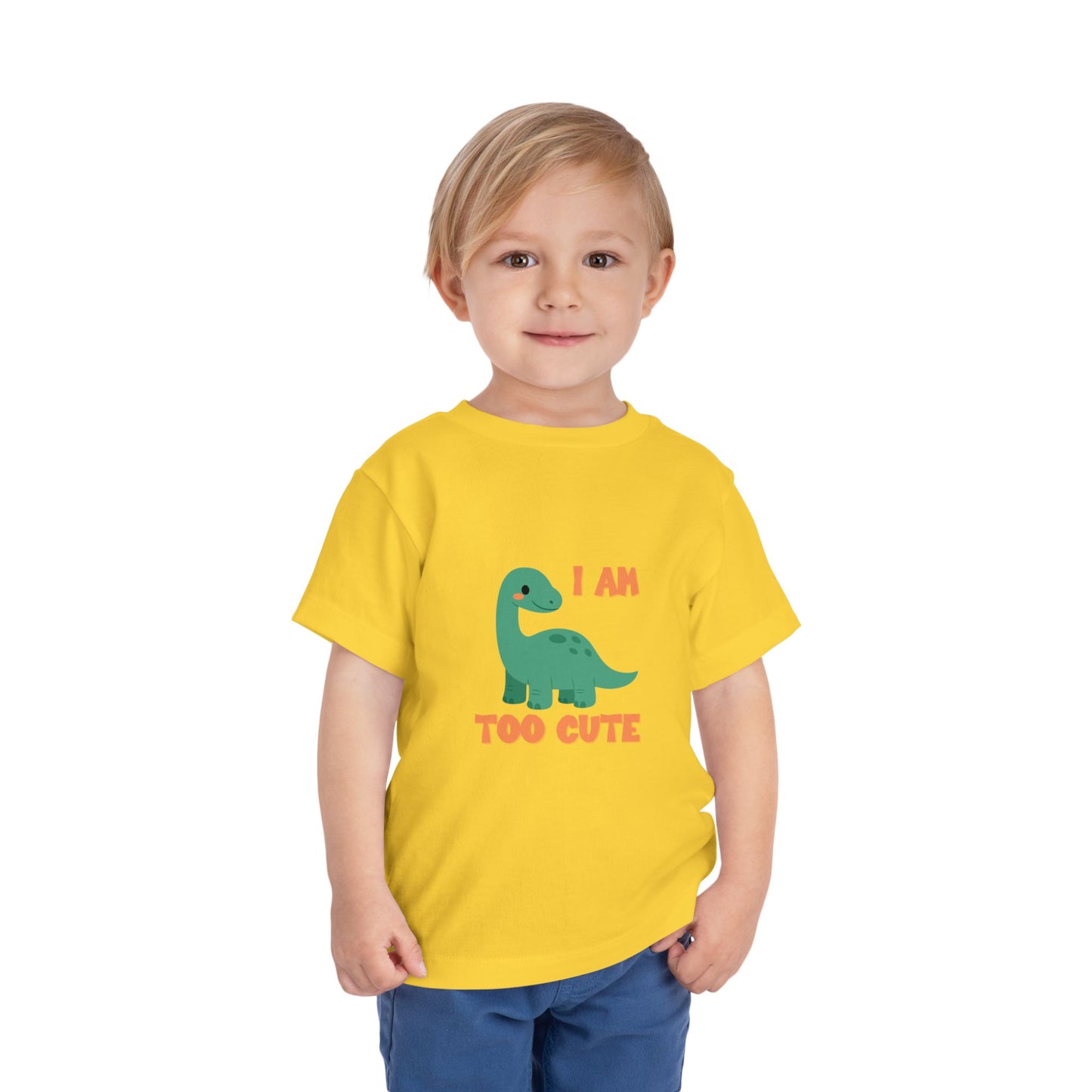 I AM TOO CUTE Toddler Size T-Shirt for kids who love dinosaurs