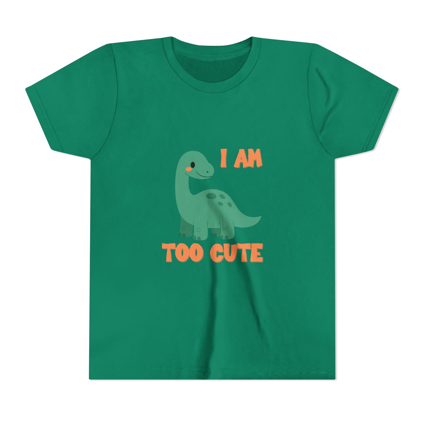 I AM TOO CUTE Youth Size T-Shirt for kids who love dinosaurs