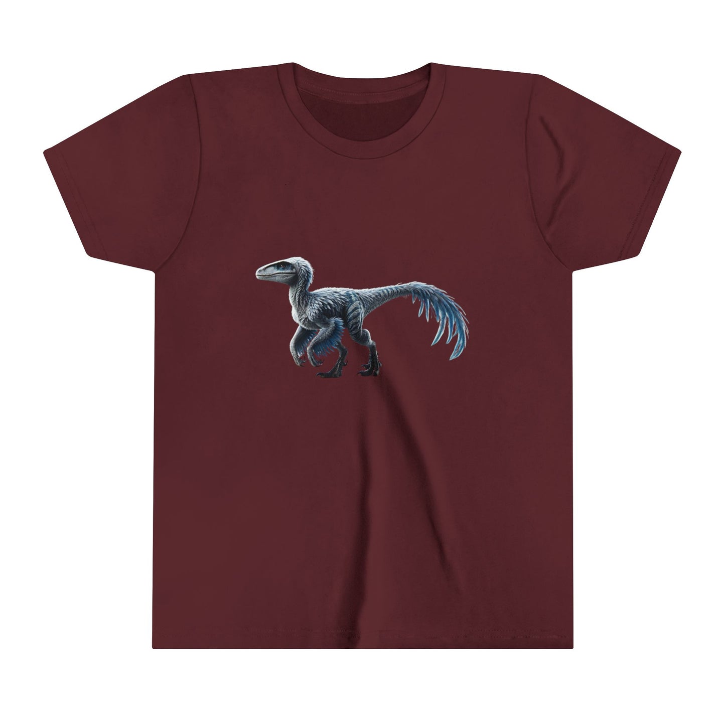 Youth Icy Blue Feathered Velociraptor Tee β Fierce Style in Cool Tones! π¦βοΈπ - Unisex Jersey Short Sleeve Tee Super Comfy Dino T-Shirt Gift