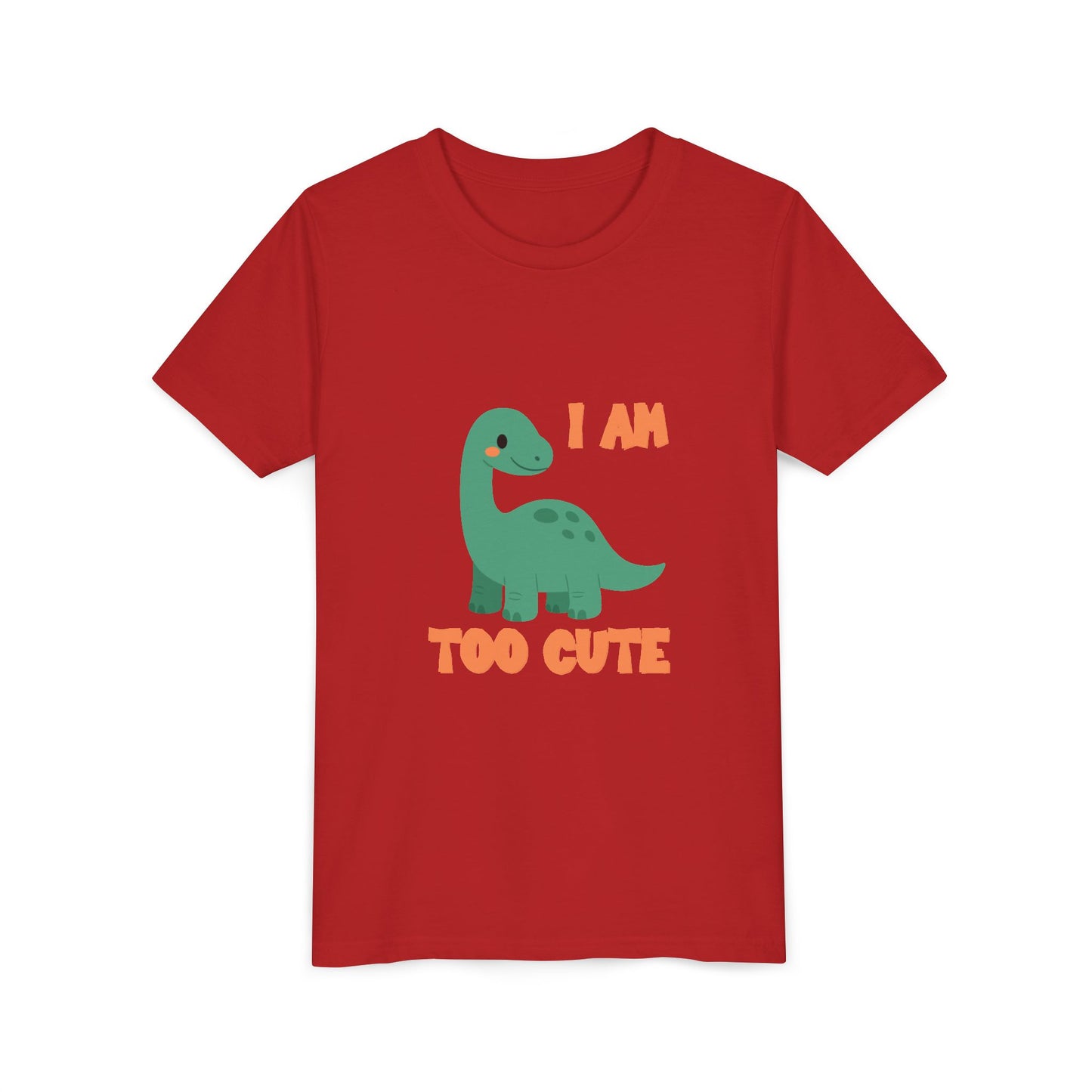I AM TOO CUTE Youth Size T-Shirt for kids who love dinosaurs