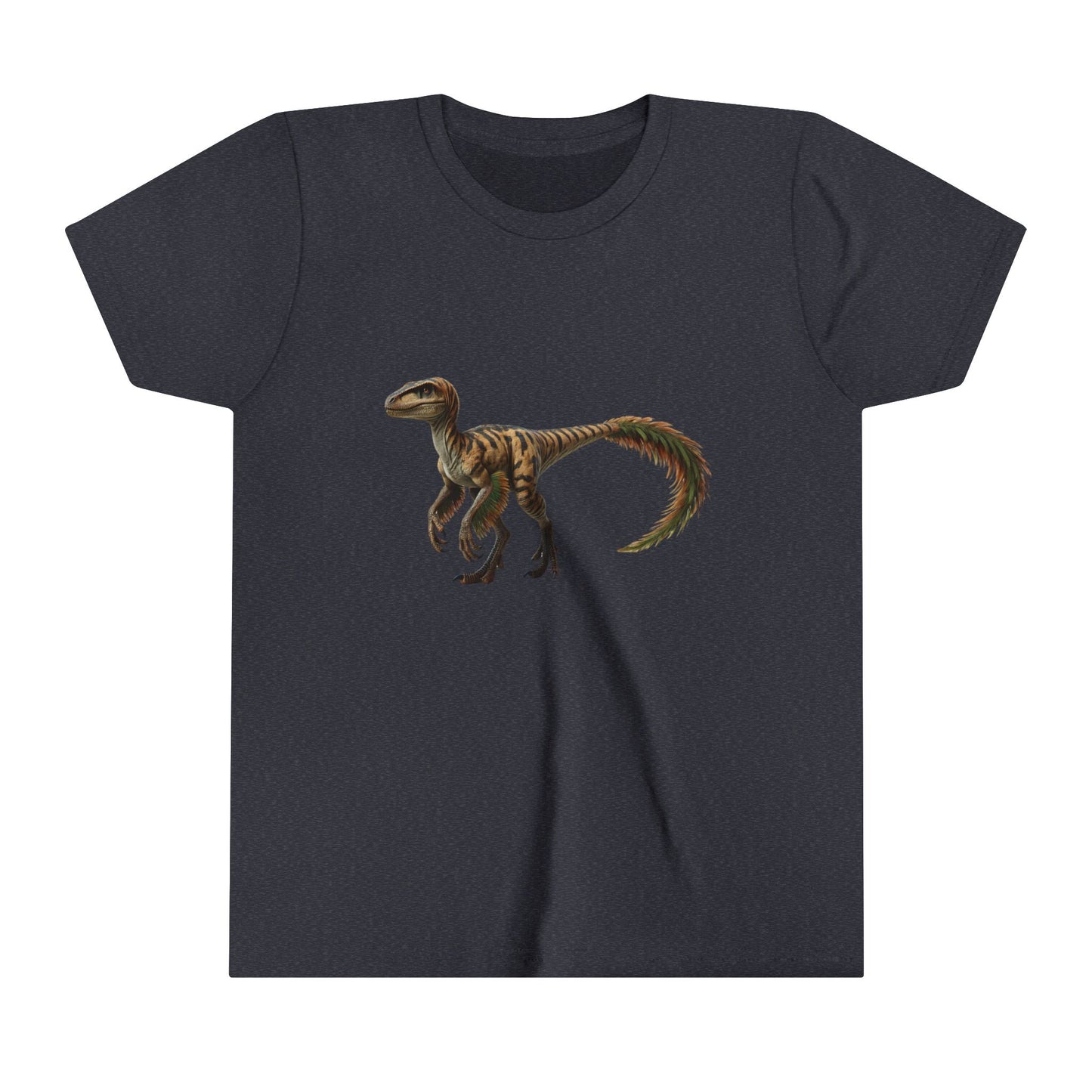 Youth Fiercely Feathered Velociraptor Tee β A Wild Splash of Style and Prehistoric Flair! π¦ππΏ - Unisex Jersey Short Sleeve Tee Super Comfy Dino T-Shirt Gift