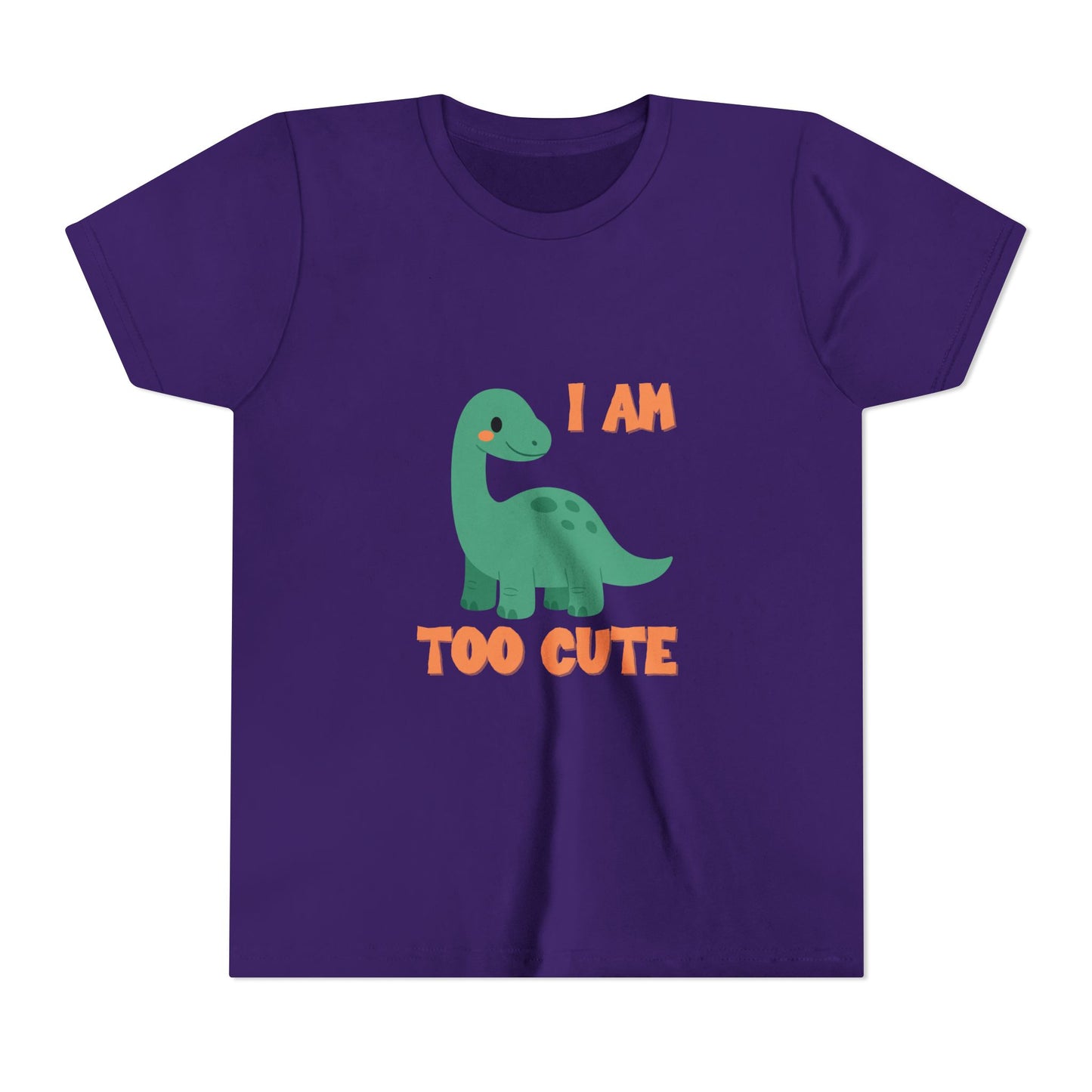 I AM TOO CUTE Youth Size T-Shirt for kids who love dinosaurs