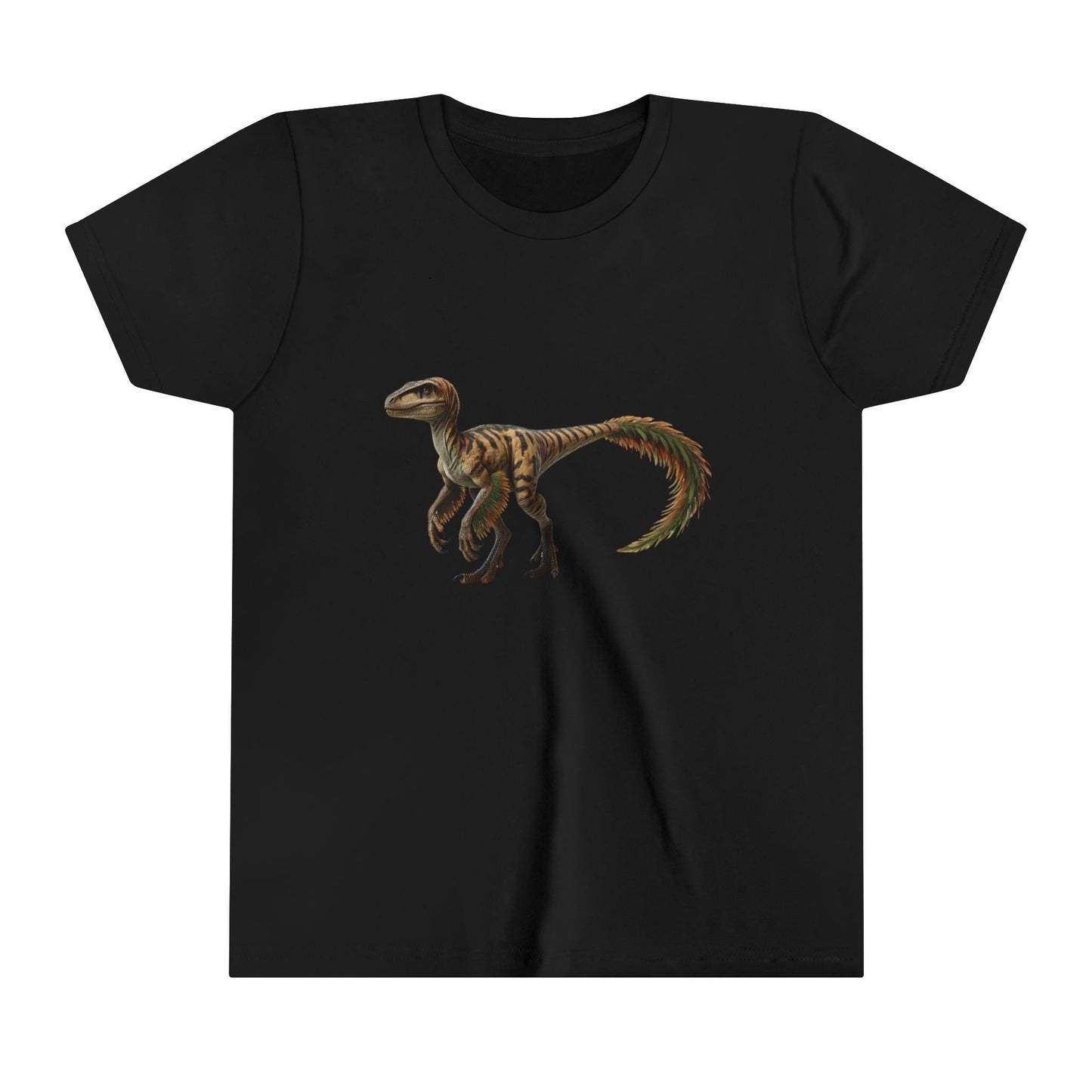 Youth Fiercely Feathered Velociraptor Tee β A Wild Splash of Style and Prehistoric Flair! π¦ππΏ - Unisex Jersey Short Sleeve Tee Super Comfy Dino T-Shirt Gift