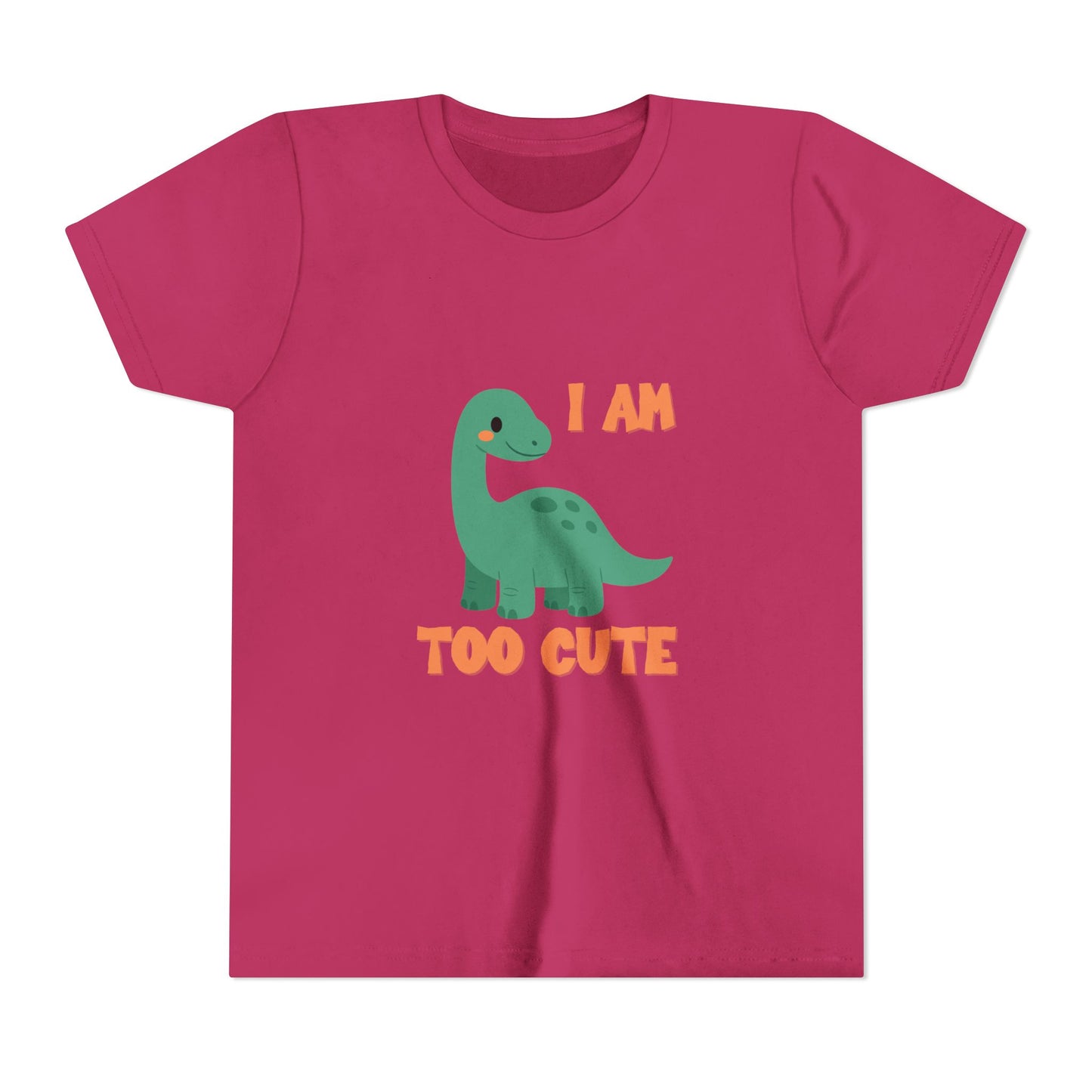I AM TOO CUTE Youth Size T-Shirt for kids who love dinosaurs