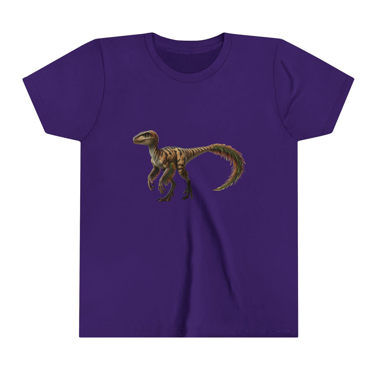 Youth Fiercely Feathered Velociraptor Tee β A Wild Splash of Style and Prehistoric Flair! π¦ππΏ - Unisex Jersey Short Sleeve Tee Super Comfy Dino T-Shirt Gift