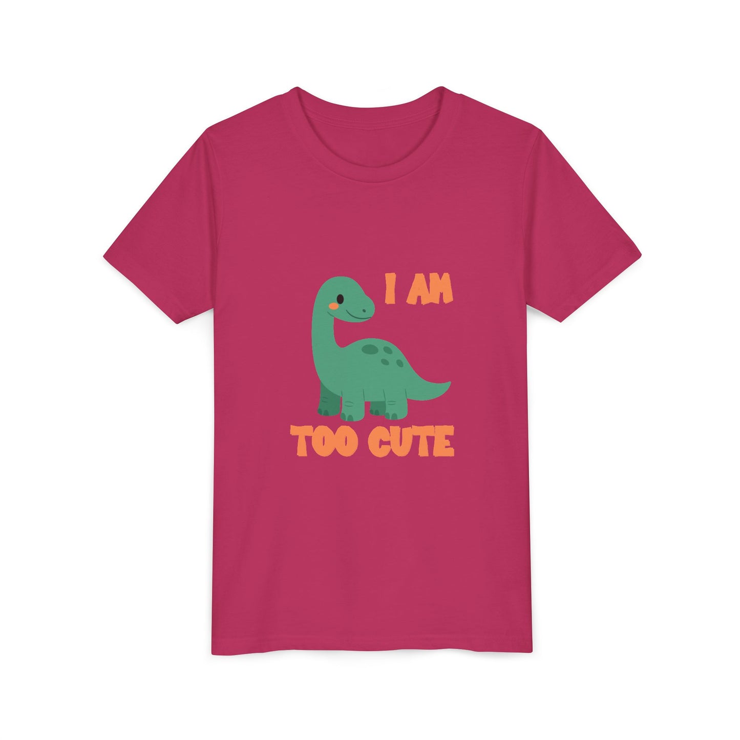 I AM TOO CUTE Youth Size T-Shirt for kids who love dinosaurs