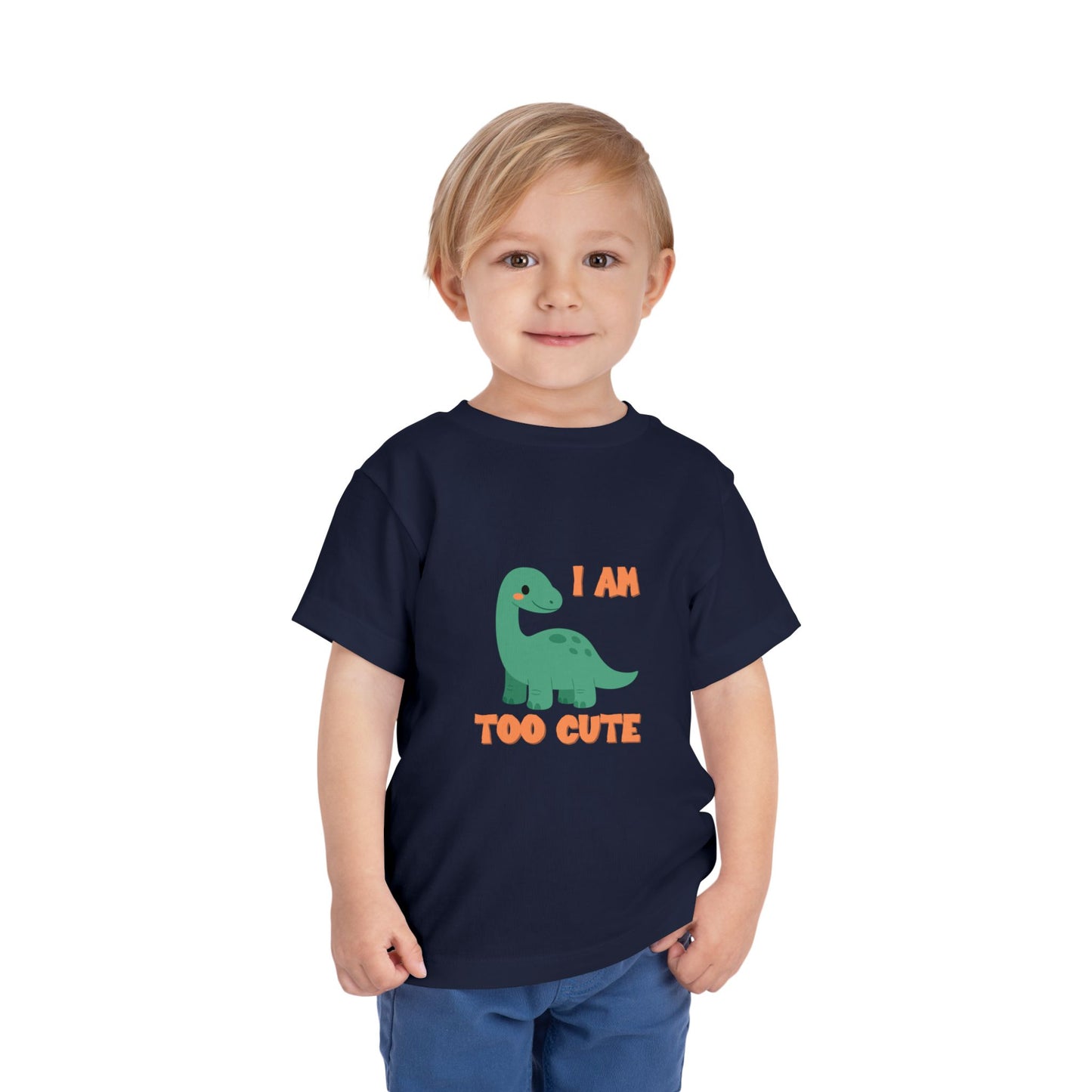 I AM TOO CUTE Toddler Size T-Shirt for kids who love dinosaurs