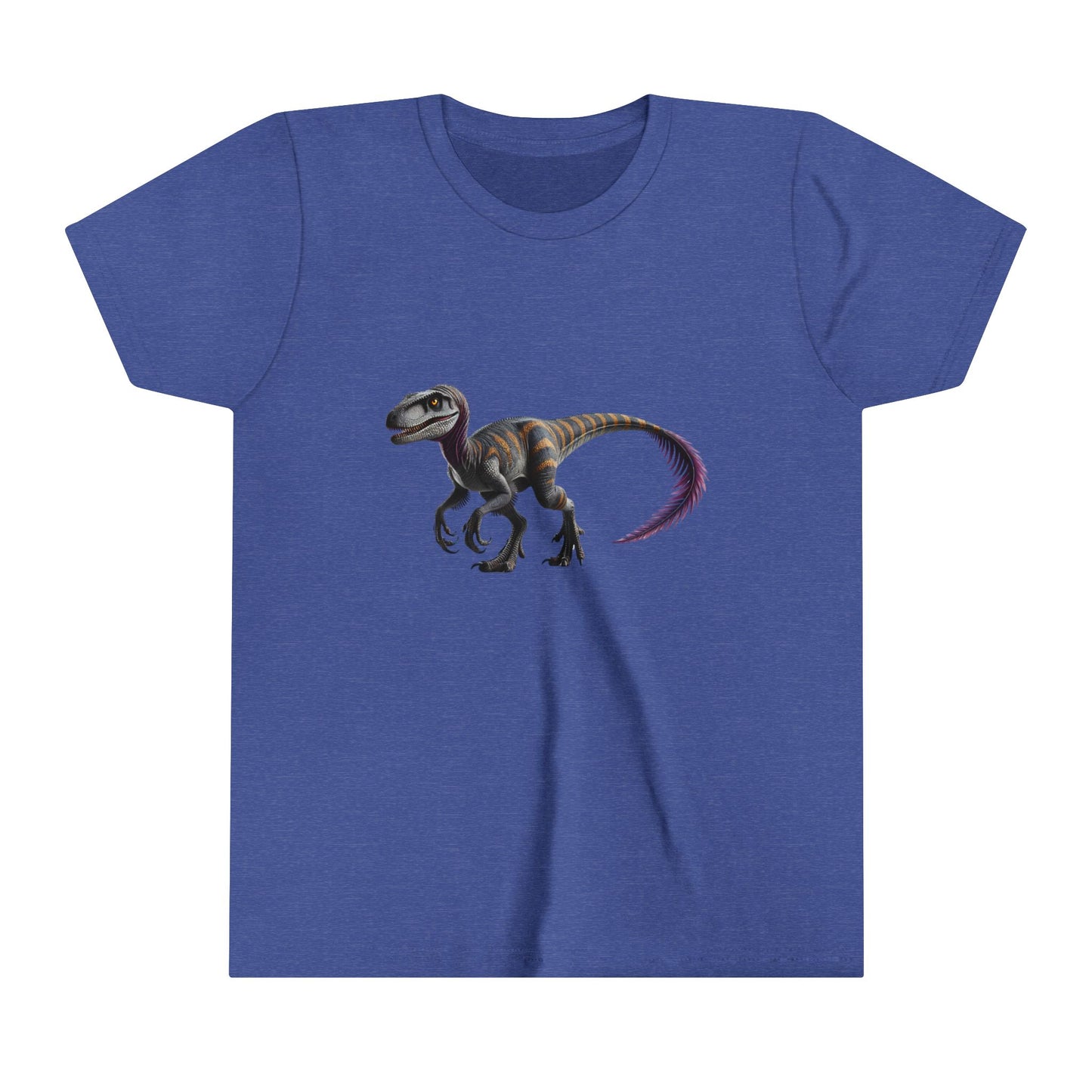 Youth Bold Blue Striped Velociraptor Tee β For Dino Lovers Ready to Roar into Adventure! π¦π - Unisex Jersey Short Sleeve Tee Super Comfy Dino T-Shirt Gift