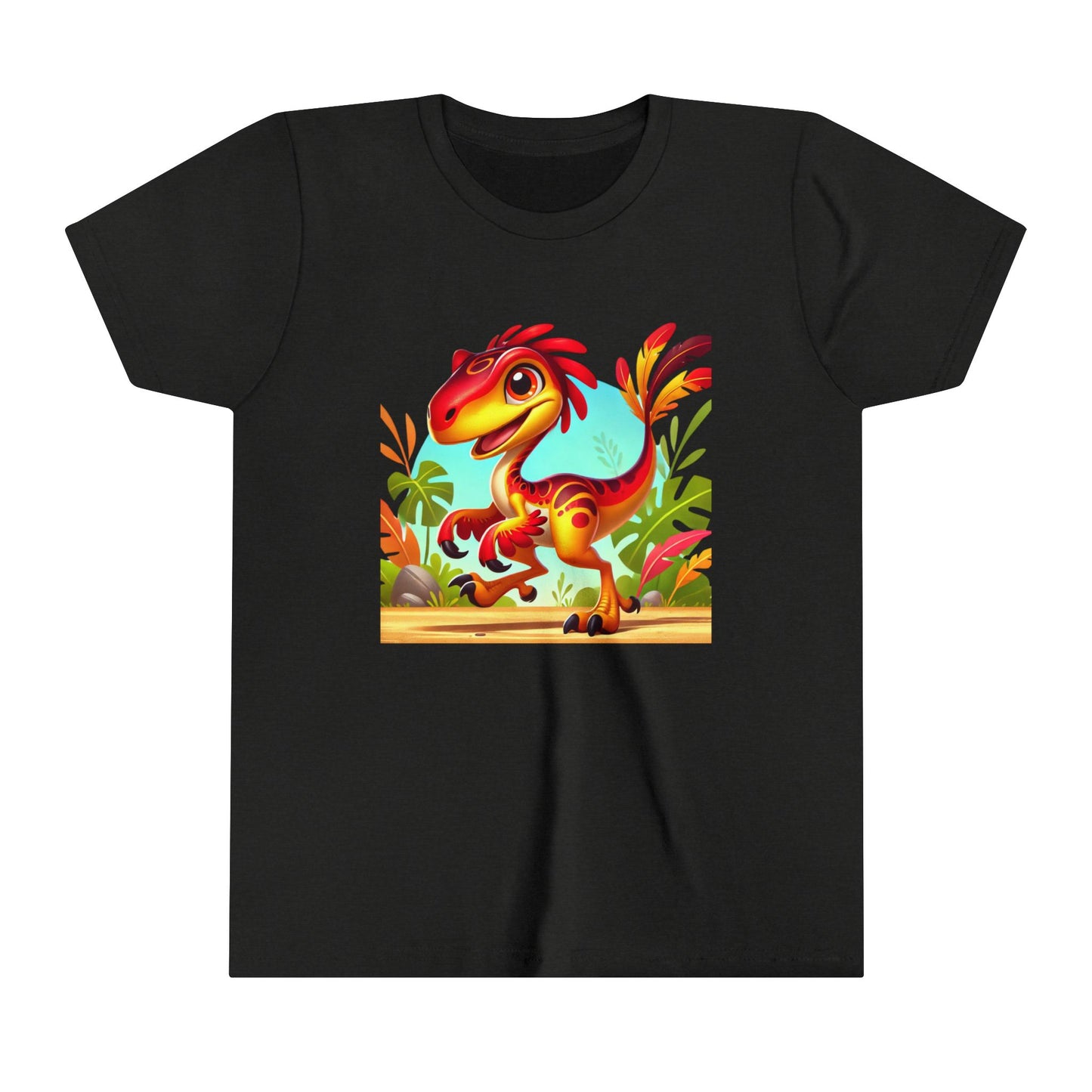 Youth Vibrant Jungle Velociraptor Tee β Fun, Fierce, and Full of Color! π¦πΊπΏ - Unisex Jersey Short Sleeve Tee Super Comfy Dino T-Shirt Gift