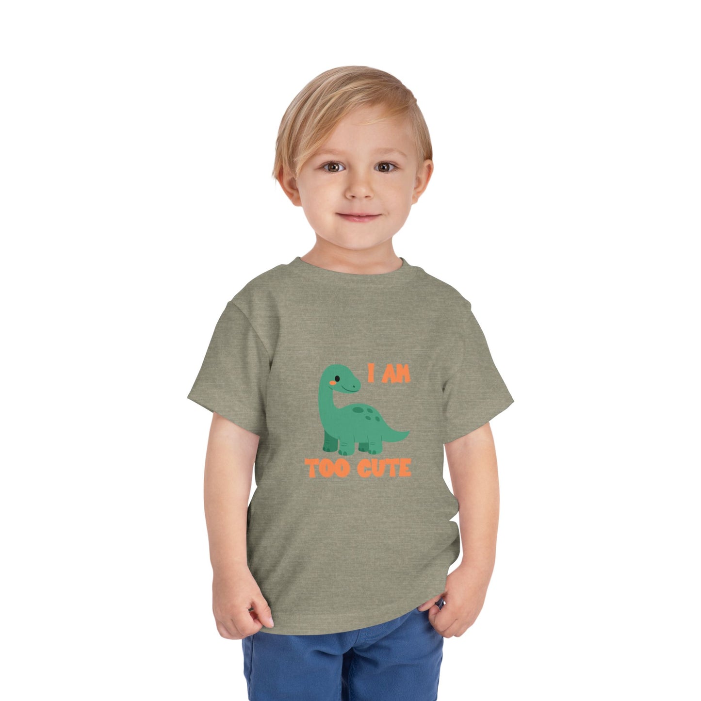 I AM TOO CUTE Toddler Size T-Shirt for kids who love dinosaurs