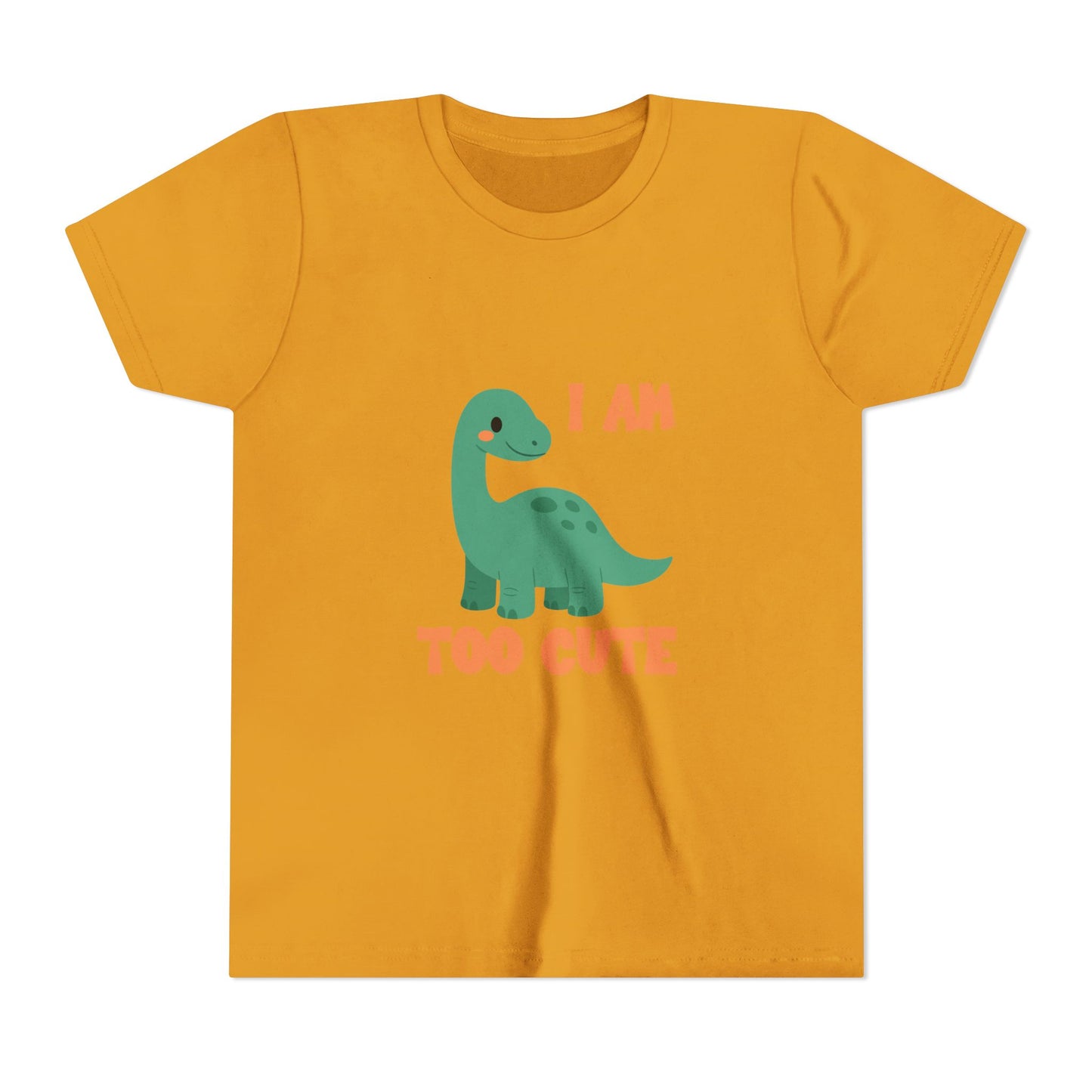 I AM TOO CUTE Youth Size T-Shirt for kids who love dinosaurs