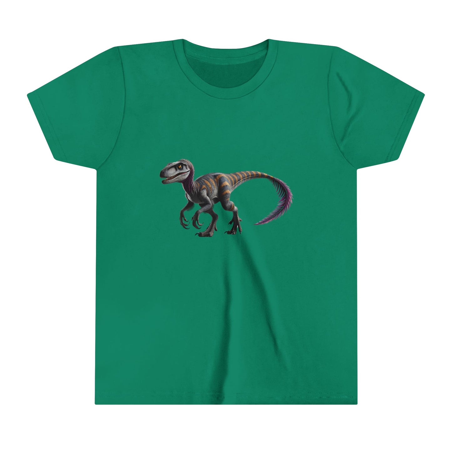 Youth Bold Blue Striped Velociraptor Tee β For Dino Lovers Ready to Roar into Adventure! π¦π - Unisex Jersey Short Sleeve Tee Super Comfy Dino T-Shirt Gift