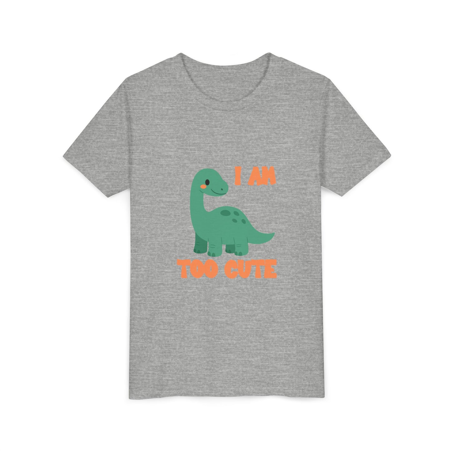I AM TOO CUTE Youth Size T-Shirt for kids who love dinosaurs