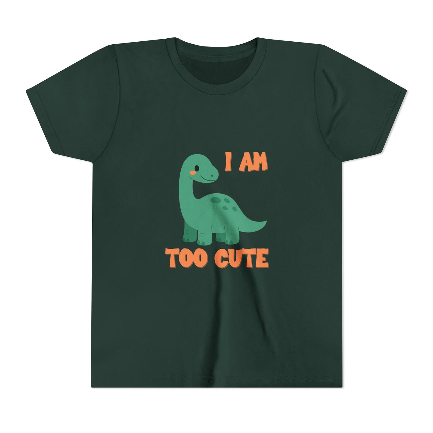 I AM TOO CUTE Youth Size T-Shirt for kids who love dinosaurs