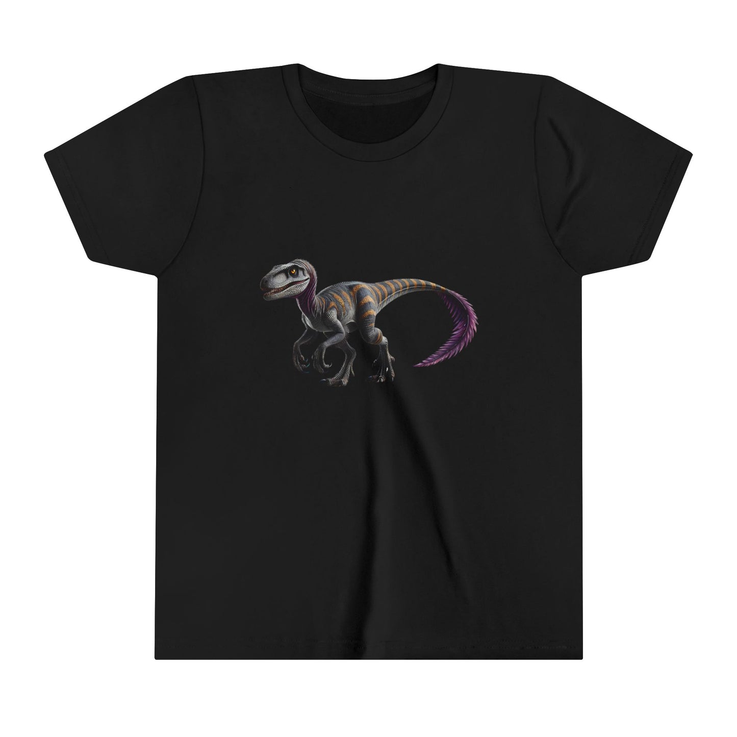 Youth Bold Blue Striped Velociraptor Tee β For Dino Lovers Ready to Roar into Adventure! π¦π - Unisex Jersey Short Sleeve Tee Super Comfy Dino T-Shirt Gift