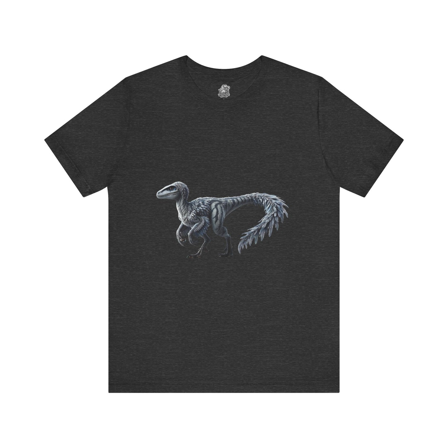 Elegant Feathered Velociraptor Tee β Sleek Style in Striking Silver & Gray π¦πβοΈ - Unisex Jersey Short Sleeve Tee Super Comfy Dino T-Shirt Gift