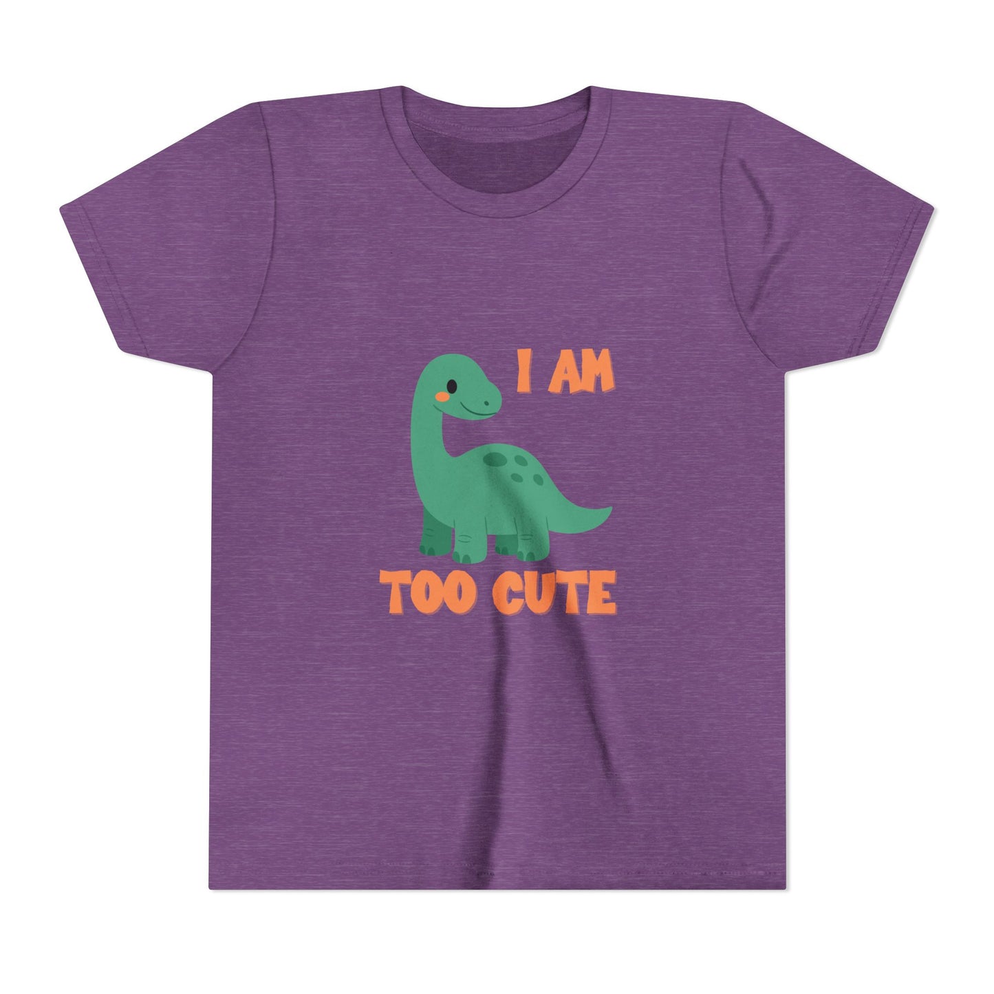 I AM TOO CUTE Youth Size T-Shirt for kids who love dinosaurs