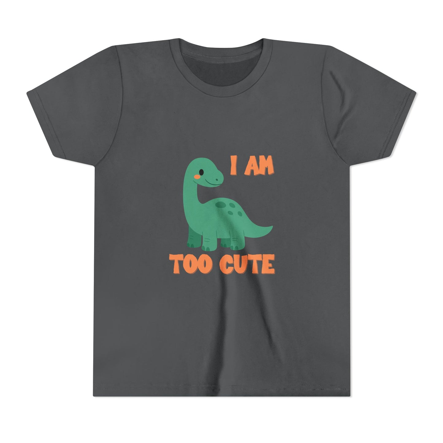 I AM TOO CUTE Youth Size T-Shirt for kids who love dinosaurs