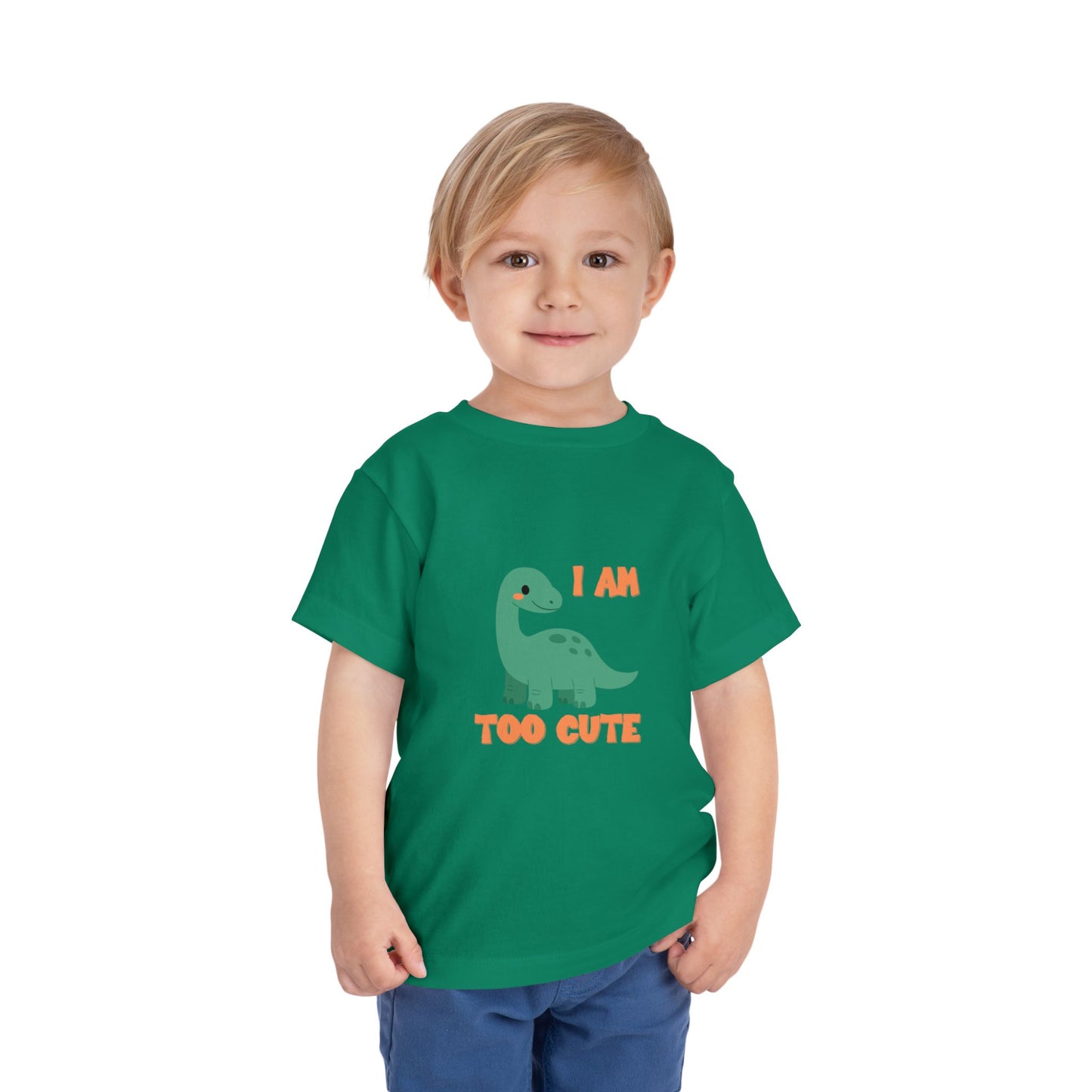 I AM TOO CUTE Toddler Size T-Shirt for kids who love dinosaurs