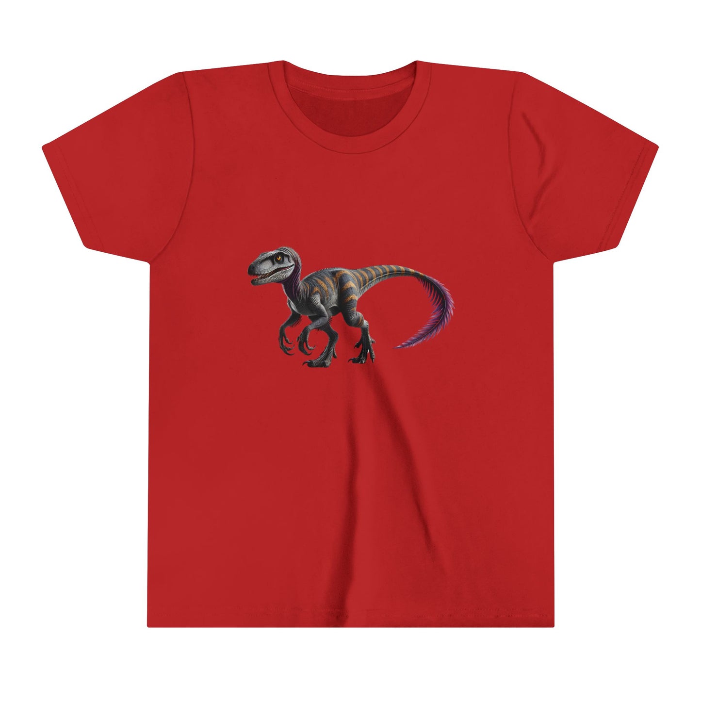 Youth Bold Blue Striped Velociraptor Tee β For Dino Lovers Ready to Roar into Adventure! π¦π - Unisex Jersey Short Sleeve Tee Super Comfy Dino T-Shirt Gift