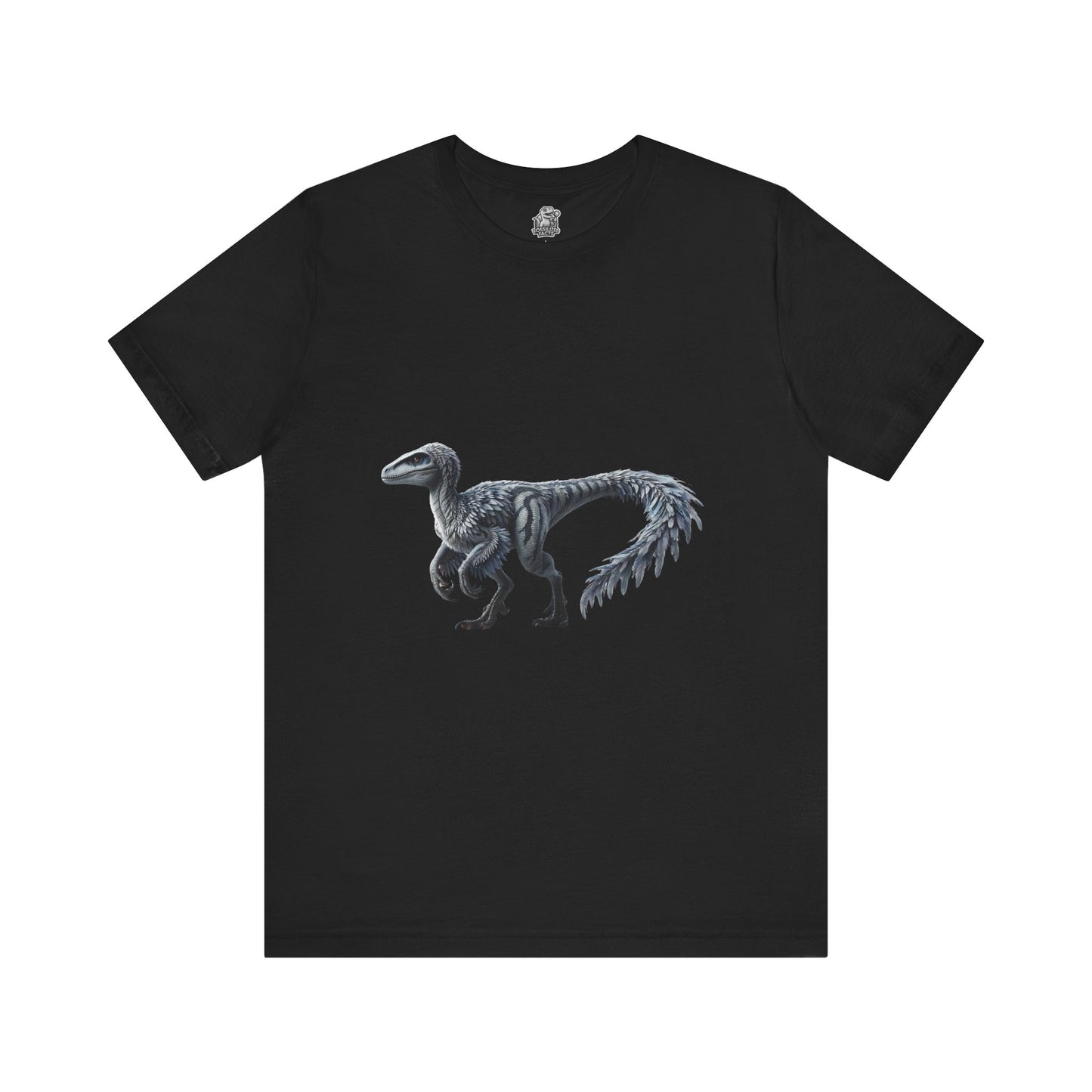 Elegant Feathered Velociraptor Tee β Sleek Style in Striking Silver & Gray π¦πβοΈ - Unisex Jersey Short Sleeve Tee Super Comfy Dino T-Shirt Gift