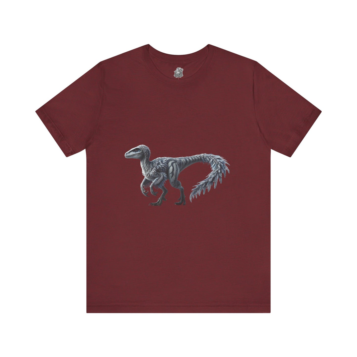 Elegant Feathered Velociraptor Tee β Sleek Style in Striking Silver & Gray π¦πβοΈ - Unisex Jersey Short Sleeve Tee Super Comfy Dino T-Shirt Gift