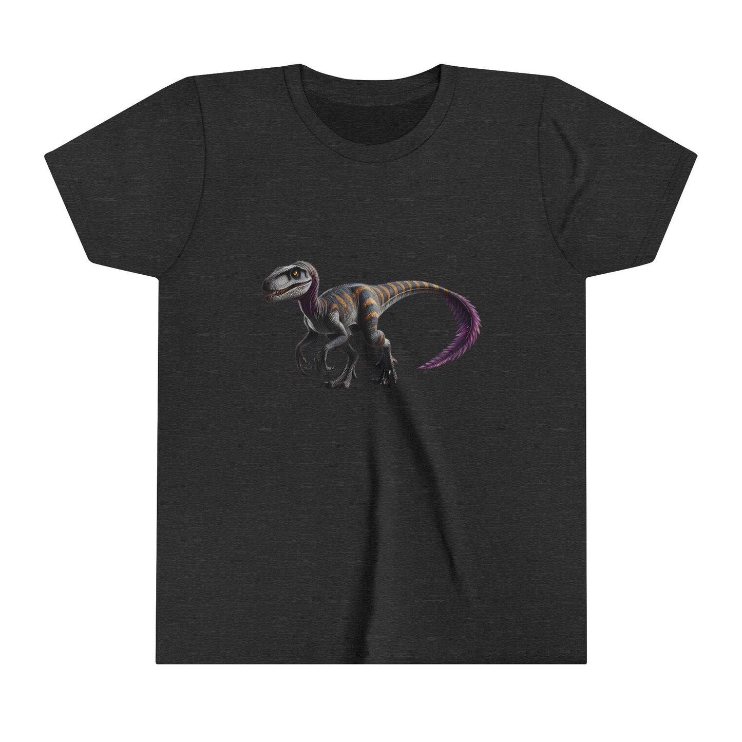 Youth Bold Blue Striped Velociraptor Tee β For Dino Lovers Ready to Roar into Adventure! π¦π - Unisex Jersey Short Sleeve Tee Super Comfy Dino T-Shirt Gift