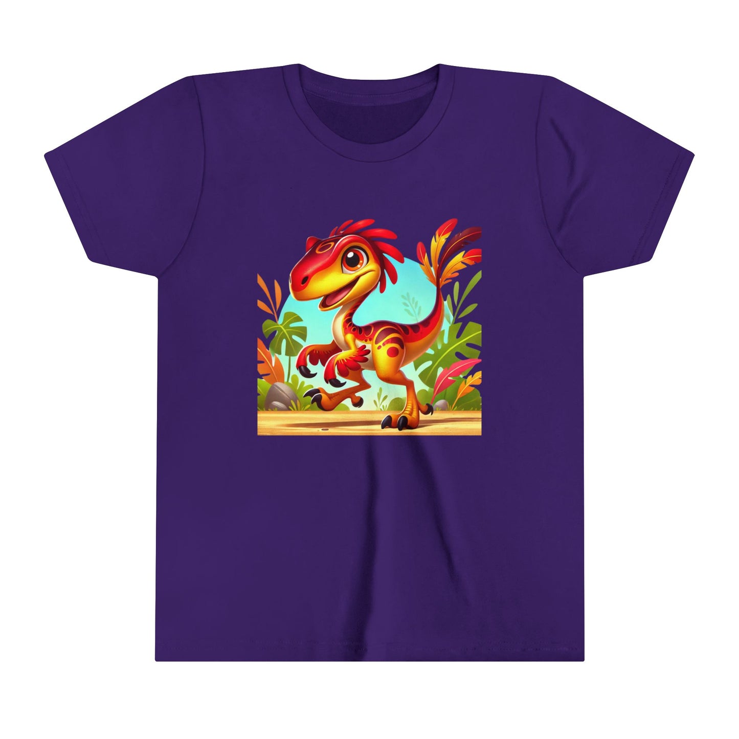 Youth Vibrant Jungle Velociraptor Tee β Fun, Fierce, and Full of Color! π¦πΊπΏ - Unisex Jersey Short Sleeve Tee Super Comfy Dino T-Shirt Gift