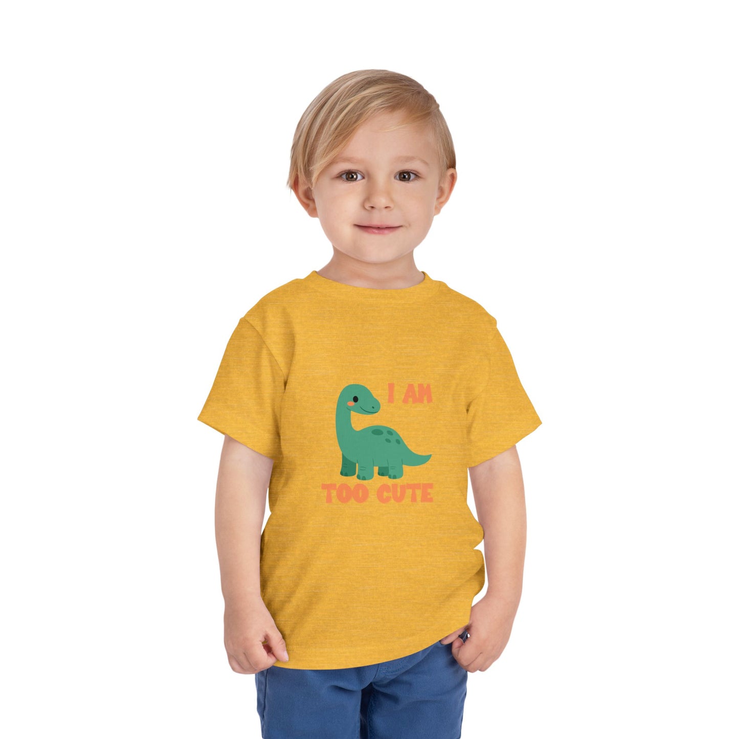 I AM TOO CUTE Toddler Size T-Shirt for kids who love dinosaurs