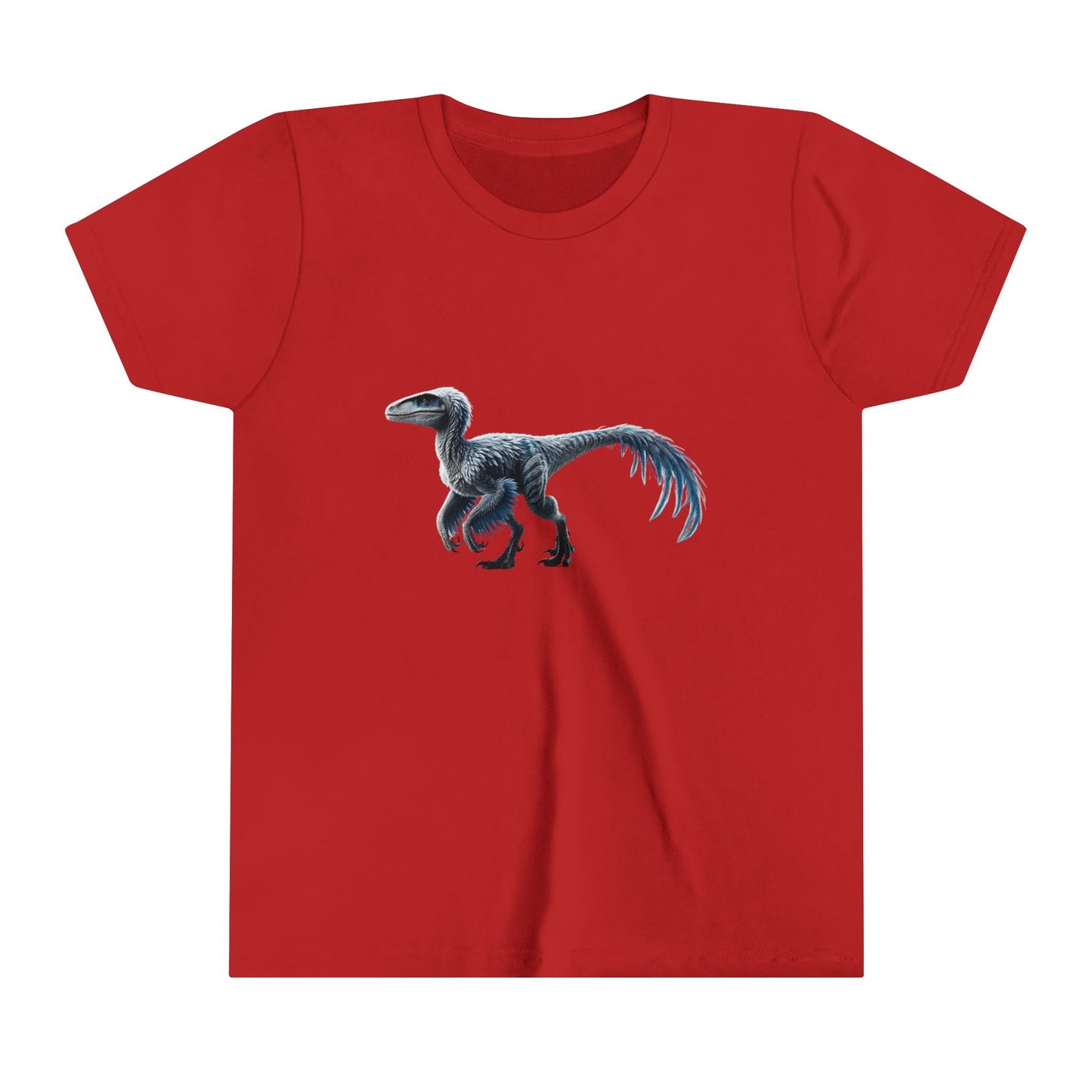 Youth Icy Blue Feathered Velociraptor Tee β Fierce Style in Cool Tones! π¦βοΈπ - Unisex Jersey Short Sleeve Tee Super Comfy Dino T-Shirt Gift