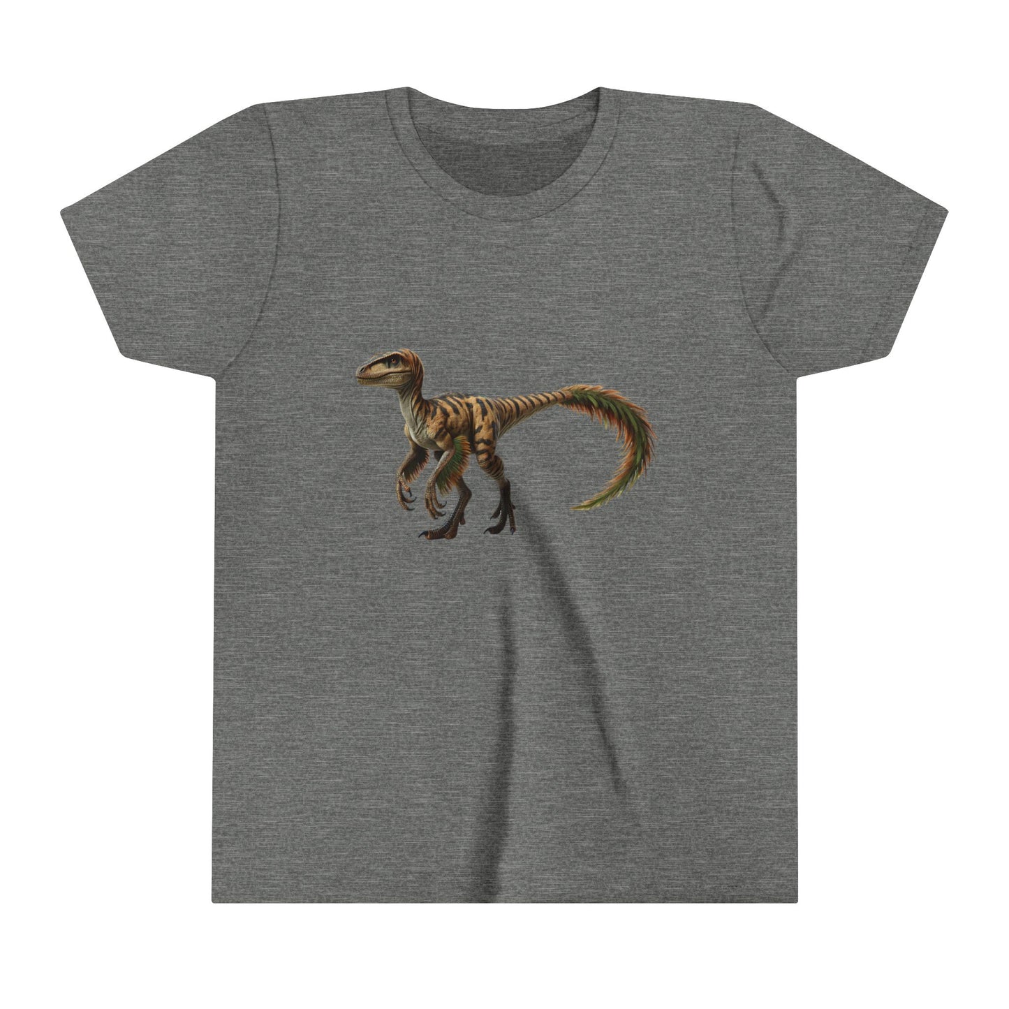 Youth Fiercely Feathered Velociraptor Tee β A Wild Splash of Style and Prehistoric Flair! π¦ππΏ - Unisex Jersey Short Sleeve Tee Super Comfy Dino T-Shirt Gift