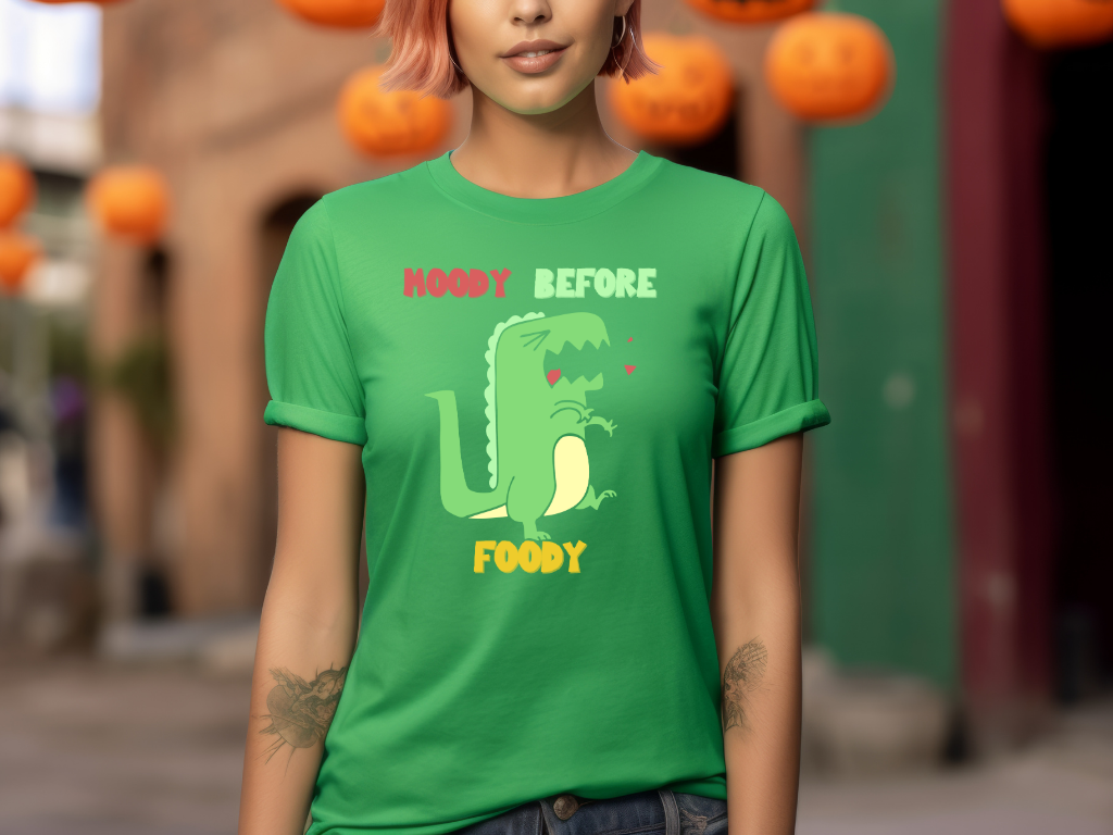 Moody Before Foody Cute Dino T Shirt Womens fit Short Sleeve Tee Stem for Women and Girls who Love Dinosaurs tshirts T-Shirt