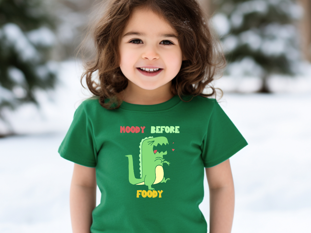 Moody Before Foody Toddler Size T-Shirt Stem children who Love Dinosaurs Tshirts