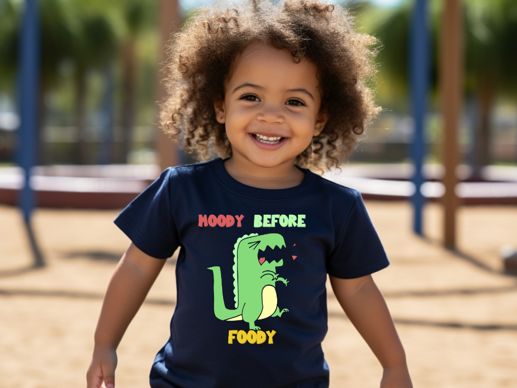 Moody Before Foody Toddler Size T-Shirt Stem children who Love Dinosaurs Tshirts