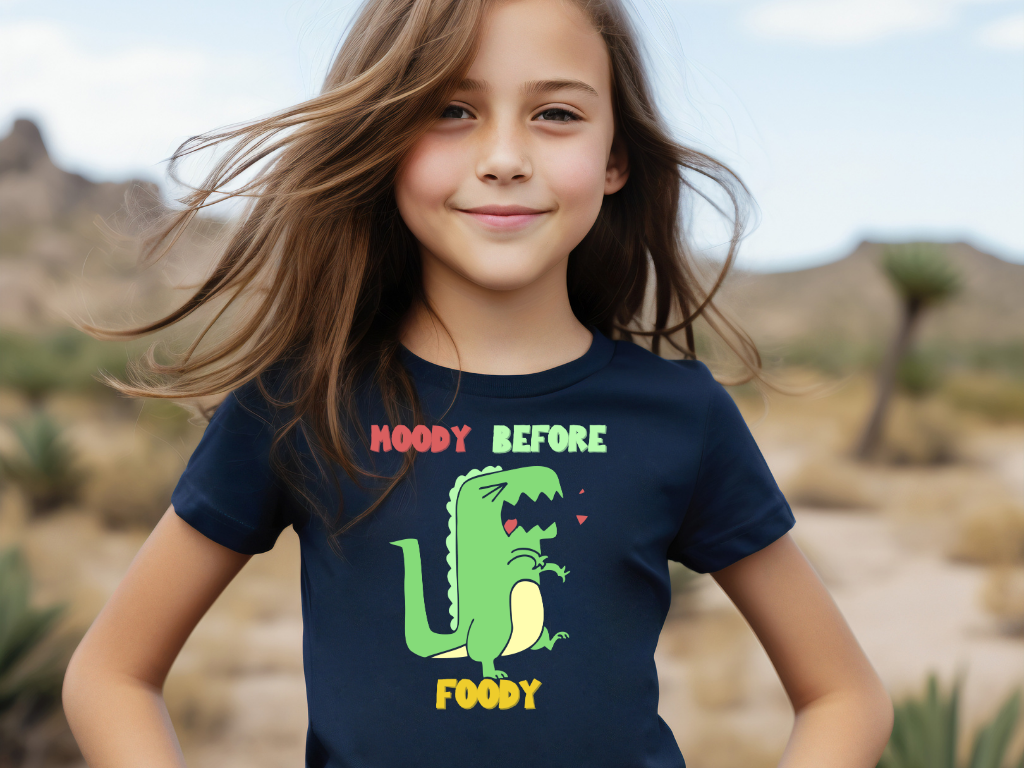 Moody Before Foody Youth Size T-Shirt Stem Tweens and Teens who Love Dinosaurs Tshirts