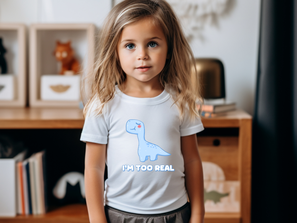 I m Too Real Toddler Size T-Shirt Stem children who Love Dinosaurs Tshirts