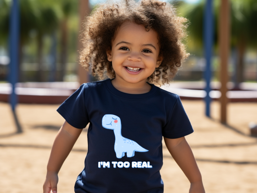 I m Too Real Toddler Size T-Shirt Stem children who Love Dinosaurs Tshirts