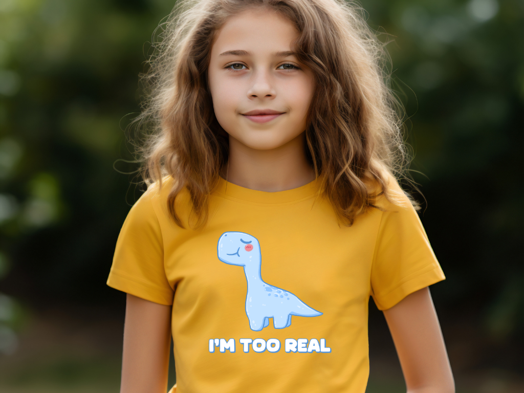 I m Too Real Youth Size T-Shirt Stem Tweens and Teens who Love Dinosaurs Tshirts