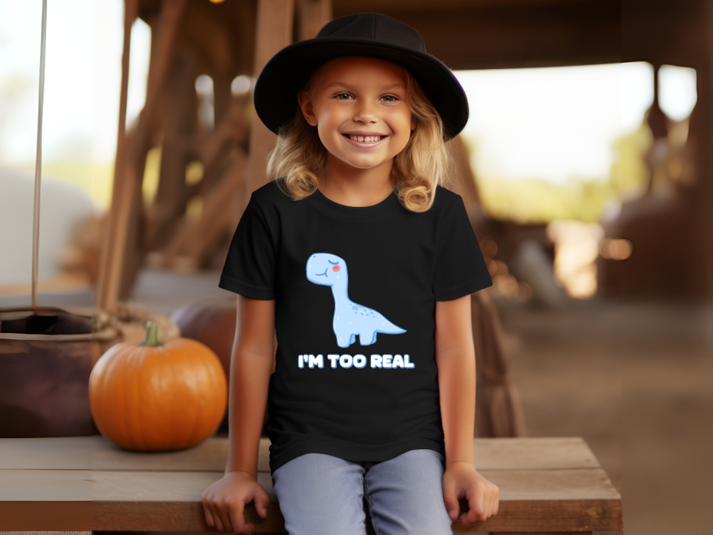 I m Too Real Youth Size T-Shirt Stem Tweens and Teens who Love Dinosaurs Tshirts