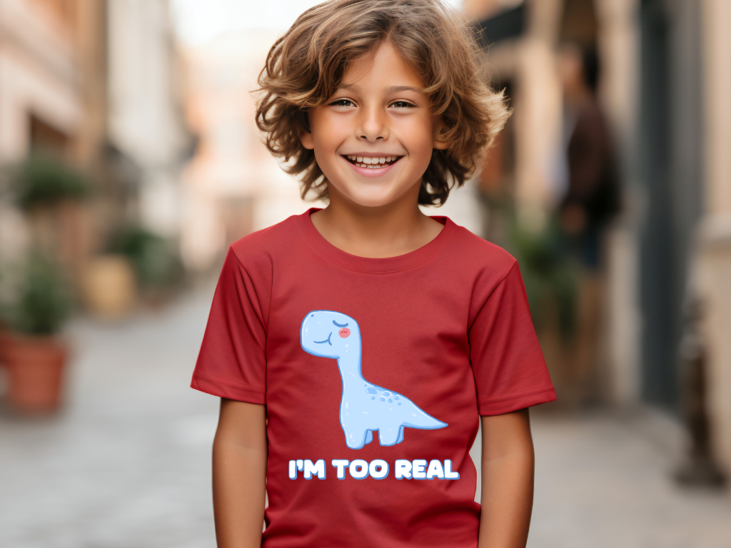 I m Too Real Youth Size T-Shirt Stem Tweens and Teens who Love Dinosaurs Tshirts