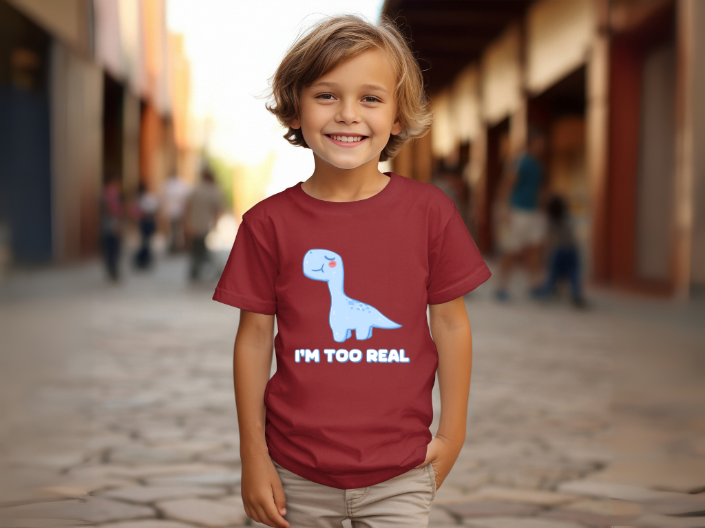 I m Too Real Youth Size T-Shirt Stem Tweens and Teens who Love Dinosaurs Tshirts