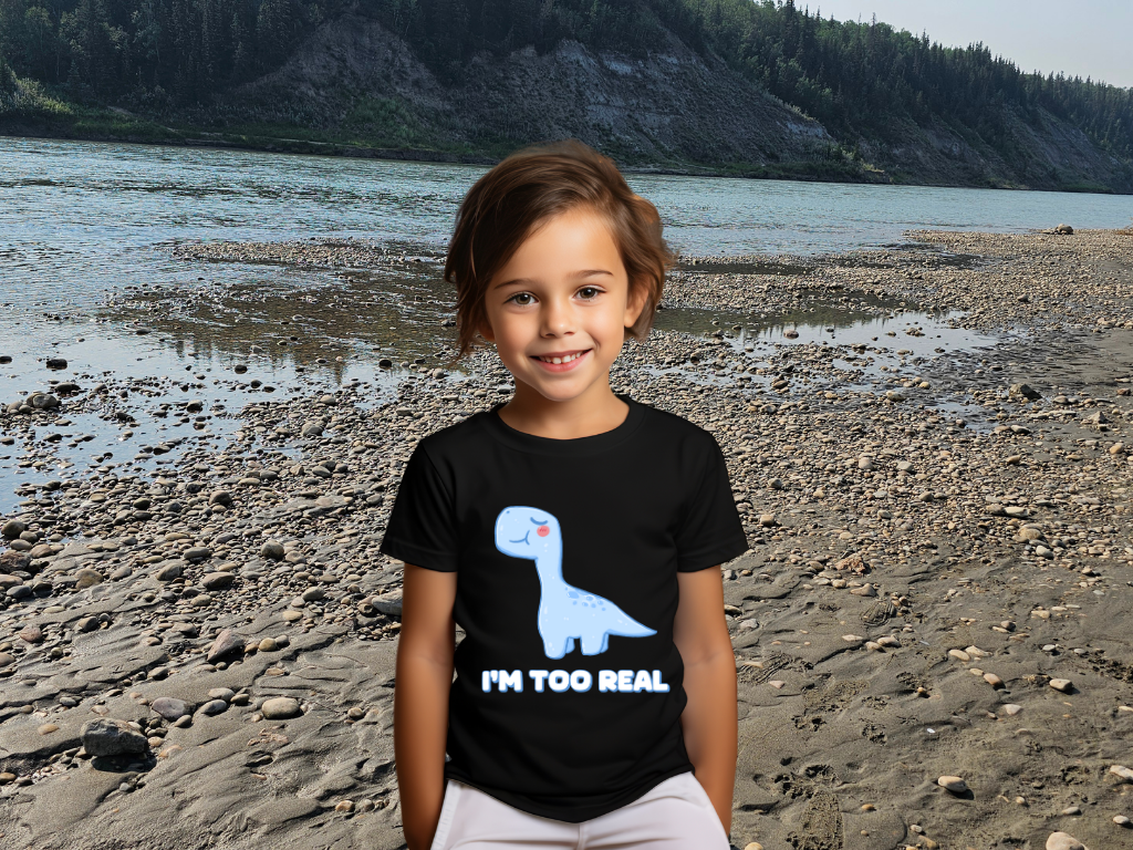 I m Too Real Youth Size T-Shirt Stem Tweens and Teens who Love Dinosaurs Tshirts