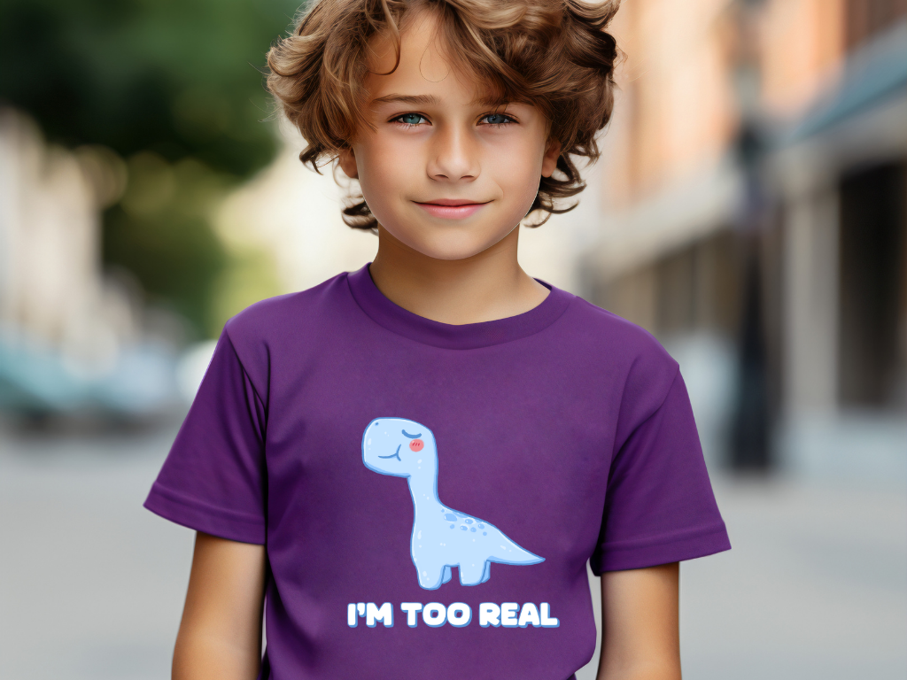 I m Too Real Youth Size T-Shirt Stem Tweens and Teens who Love Dinosaurs Tshirts