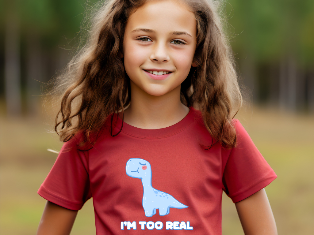 I m Too Real Youth Size T-Shirt Stem Tweens and Teens who Love Dinosaurs Tshirts