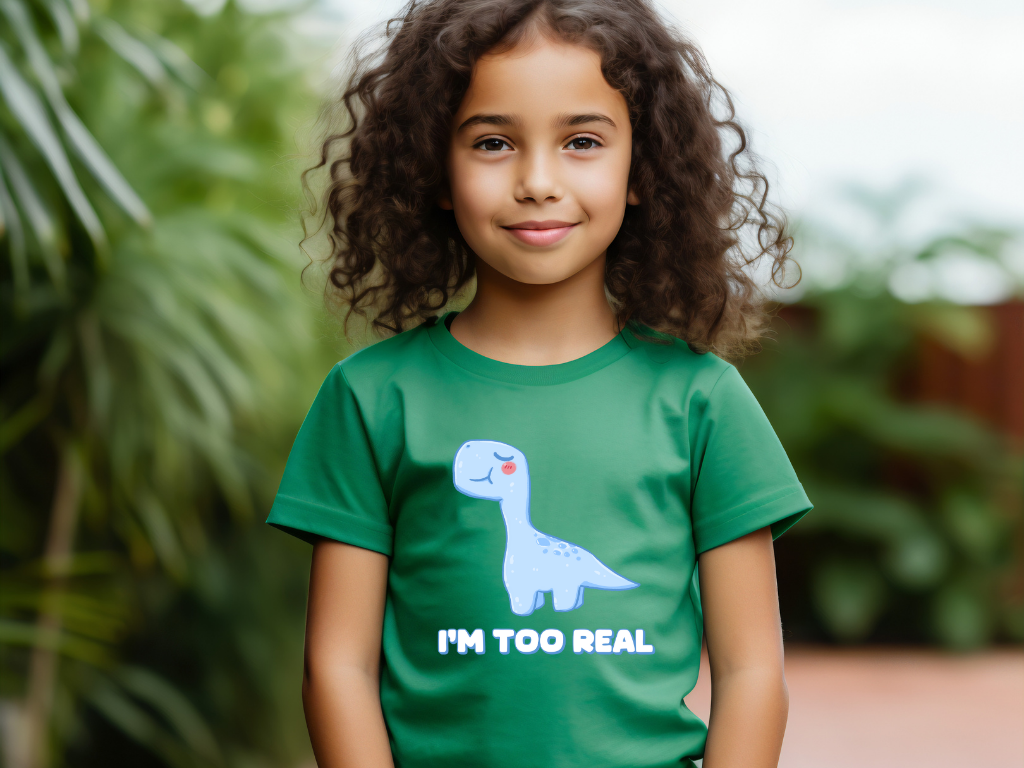 I m Too Real Youth Size T-Shirt Stem Tweens and Teens who Love Dinosaurs Tshirts