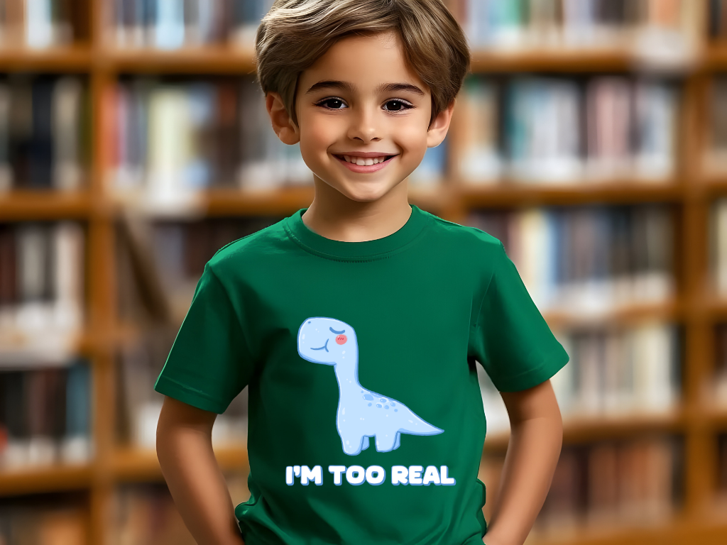 I m Too Real Youth Size T-Shirt Stem Tweens and Teens who Love Dinosaurs Tshirts