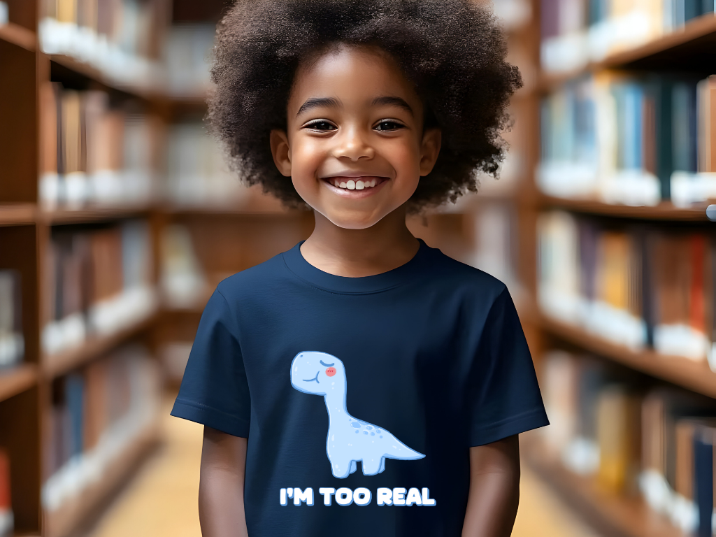 I m Too Real Youth Size T-Shirt Stem Tweens and Teens who Love Dinosaurs Tshirts